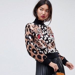 ASOS Leopard Sleeve Sweater